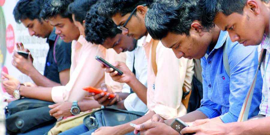 Students using phone
